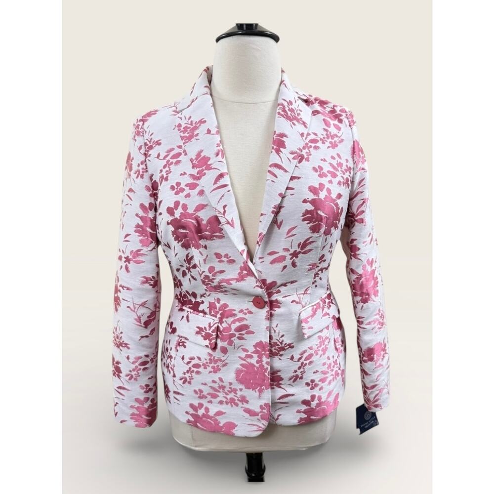 Doncaster Collection Pink Floral Shimmer Jacket, Size 12